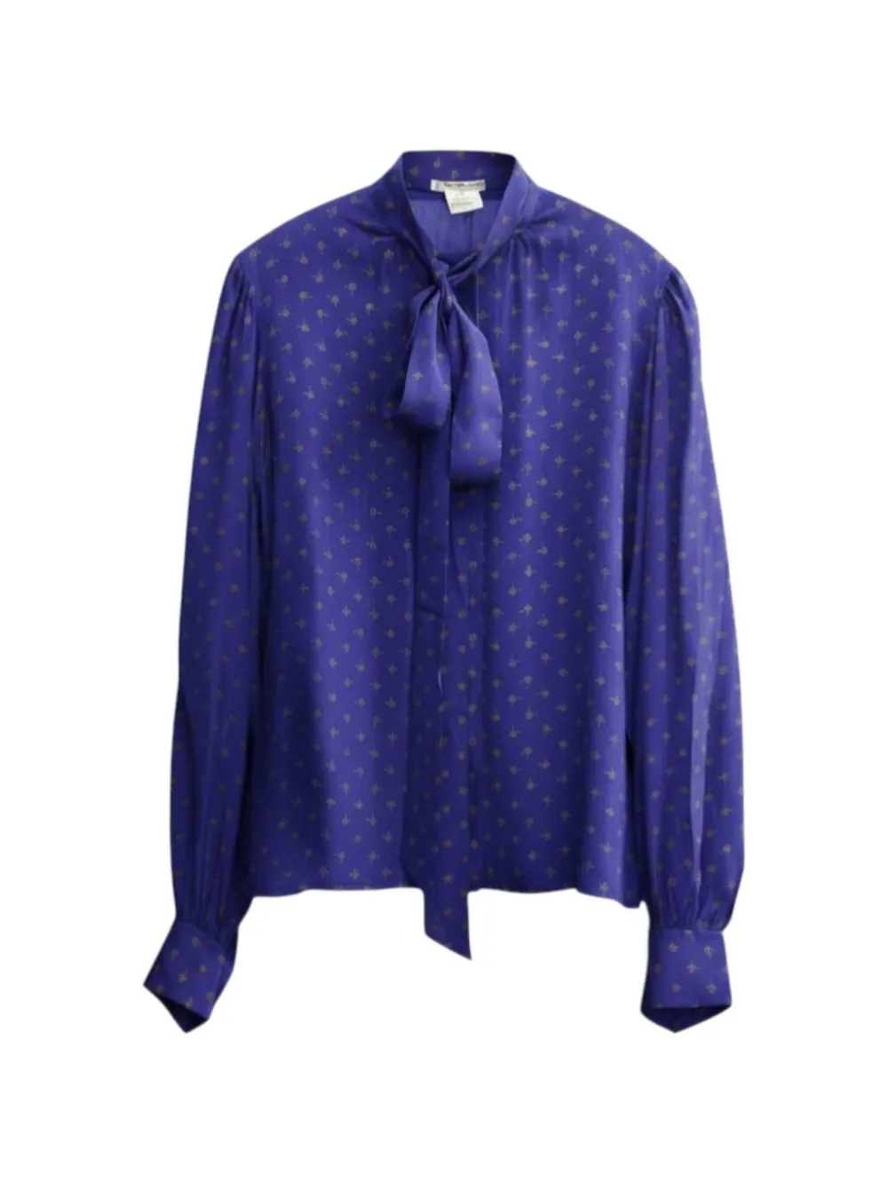 Saint Laurent Pre-Owned 1970s floral-print lavalliere blouse - Blu