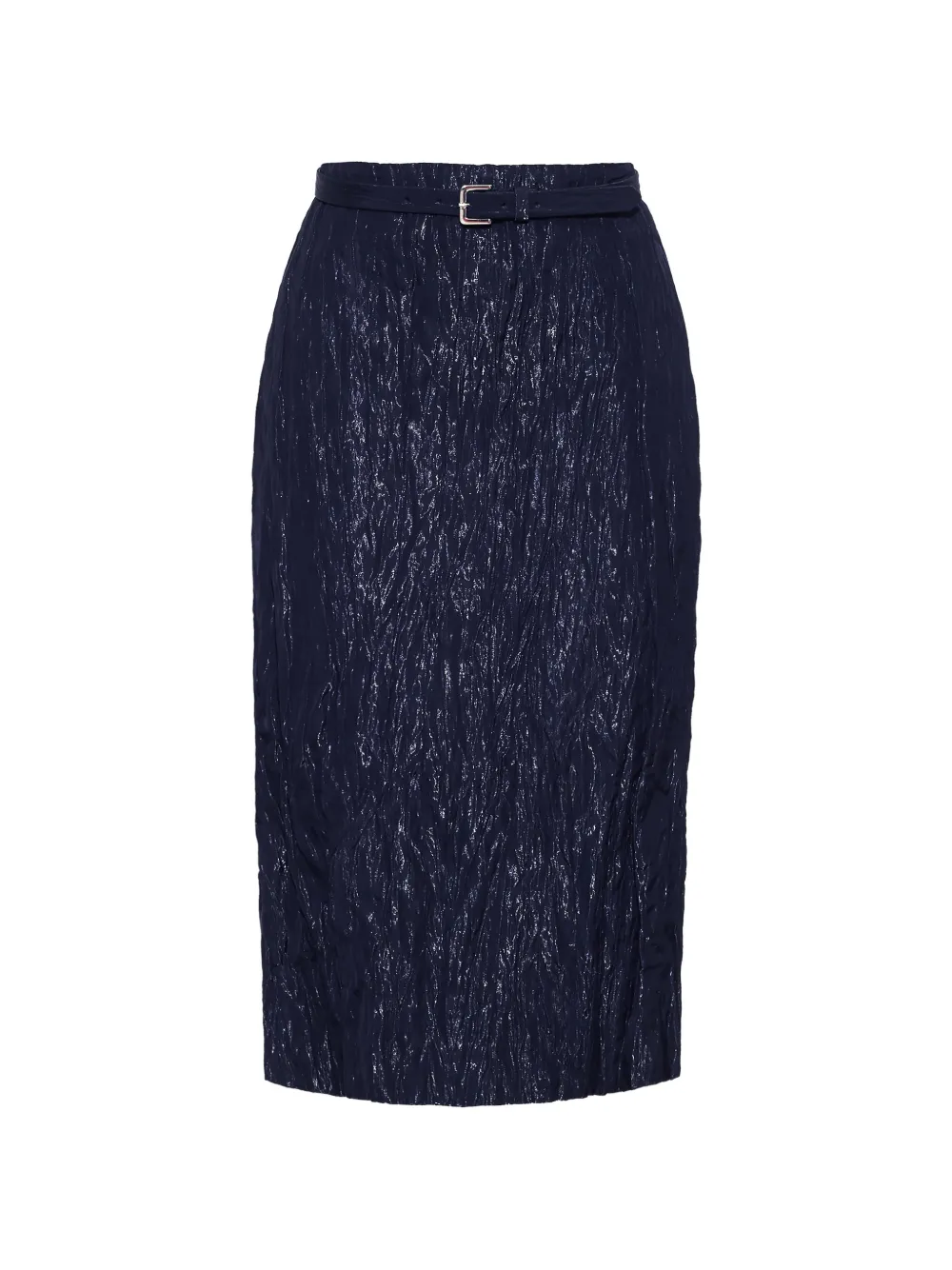 Adam Lippes Rei belted crinkled-effect skirt - Blu