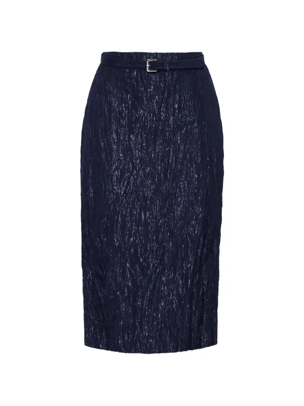 Adam Lippes Rei Belted Crinkled-effect Skirt in Blue
