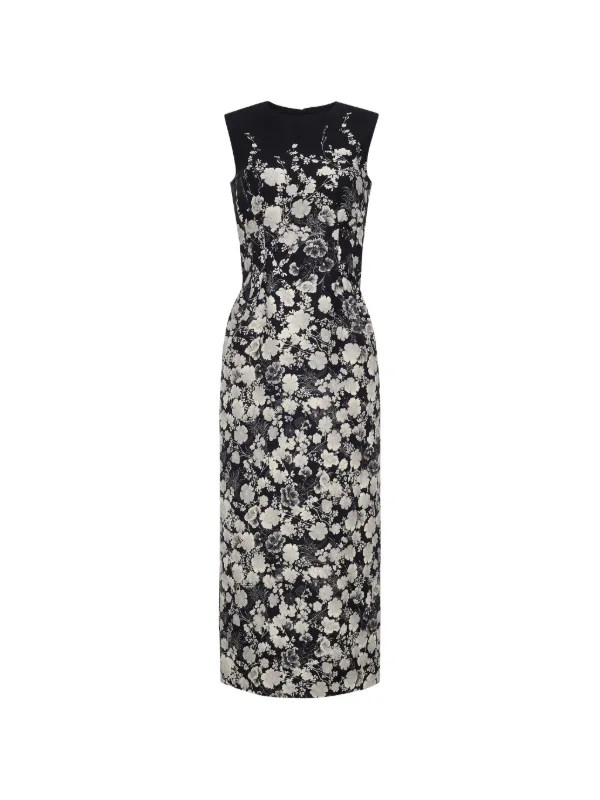Adam Lippes Ophelia Floral-jacquard Dress in Black