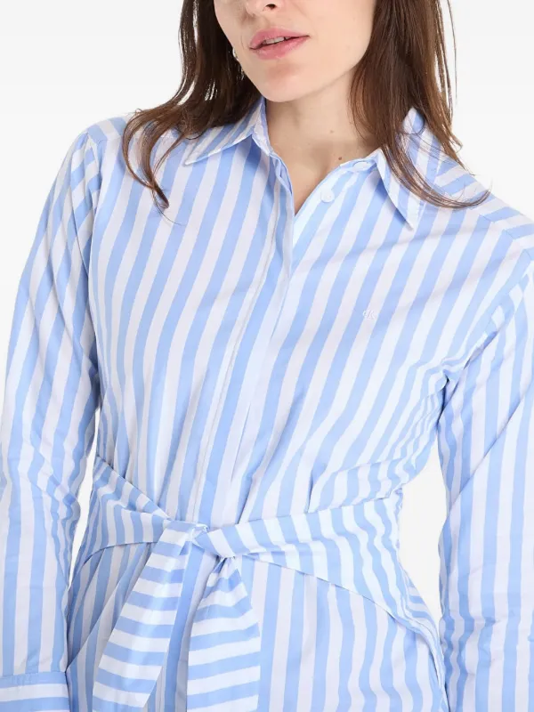 calvin klein blue striped dress Jeans tie-waist Midi Shirt | A sleeveless textured sheath Size:6-9months Collection: SS25 REACTIVE Royal Blue Long Charmeuse