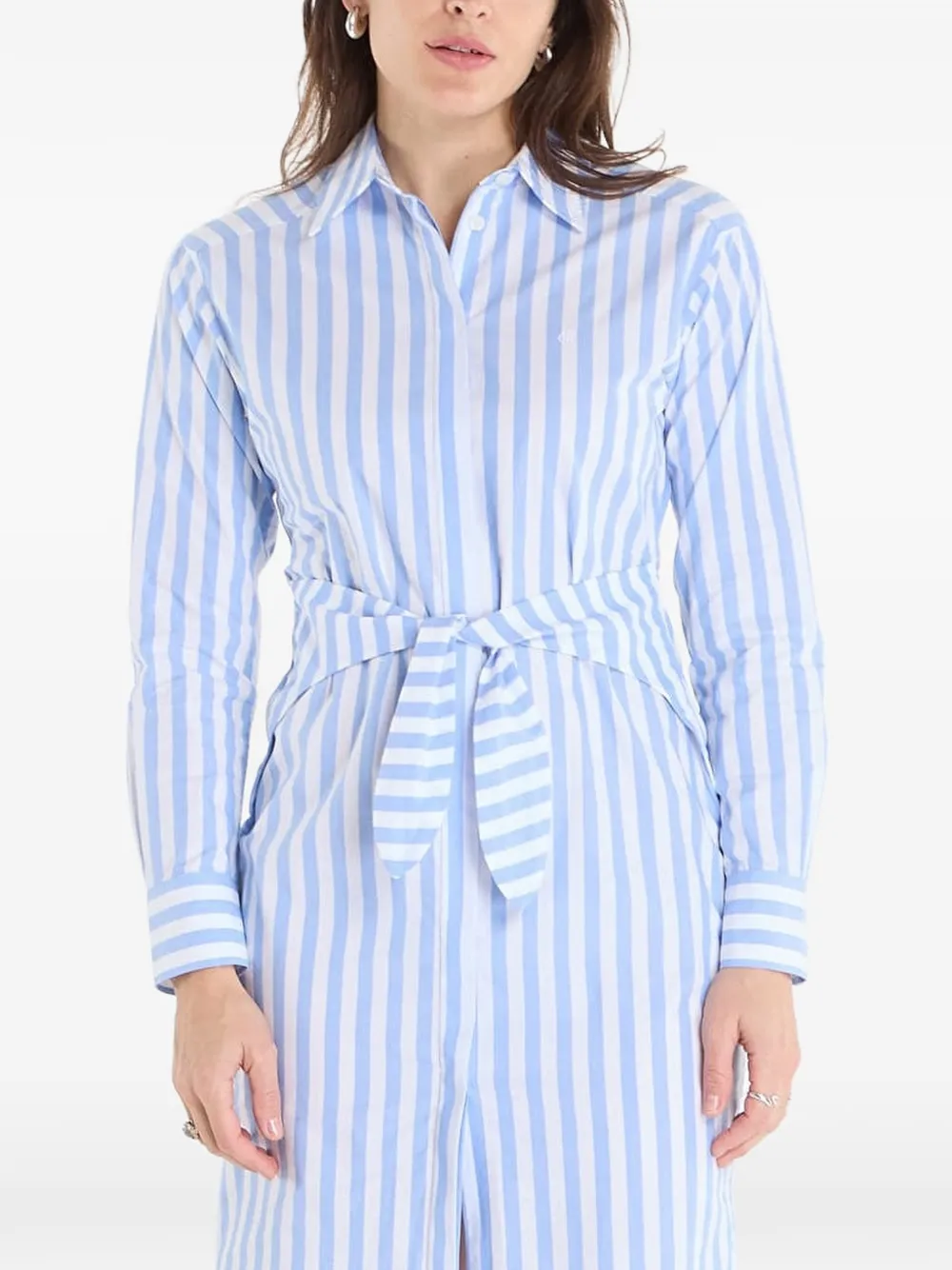 Calvin Klein striped tie-waist midi shirt dress - Blu