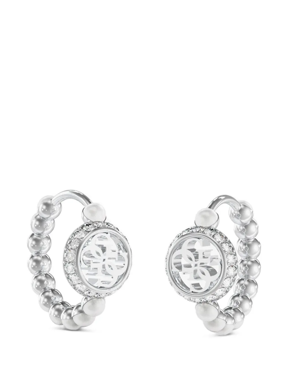 GUESS USA Tiny Pearly Creolen mit Kristallen und Kunstperlen - Silber