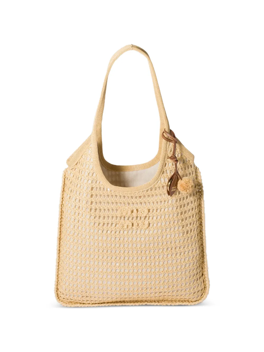 Miu Miu Ivy raffia crochet bag - Toni neutri