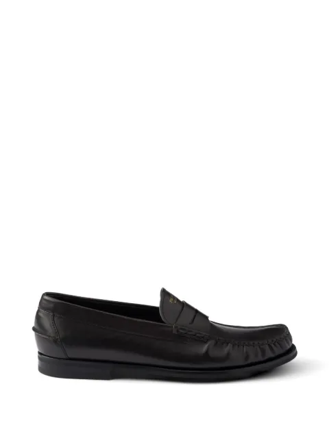 Prada antiqued leather loafers
