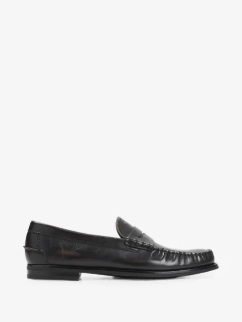 Prada antiqued leather loafers