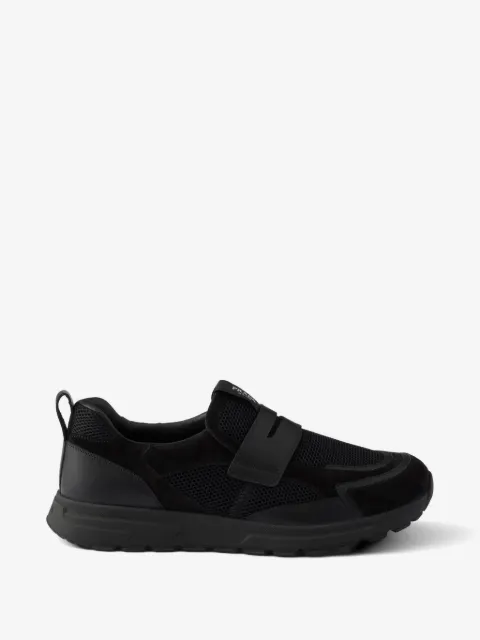Prada Prax mesh fabric and leather loafers