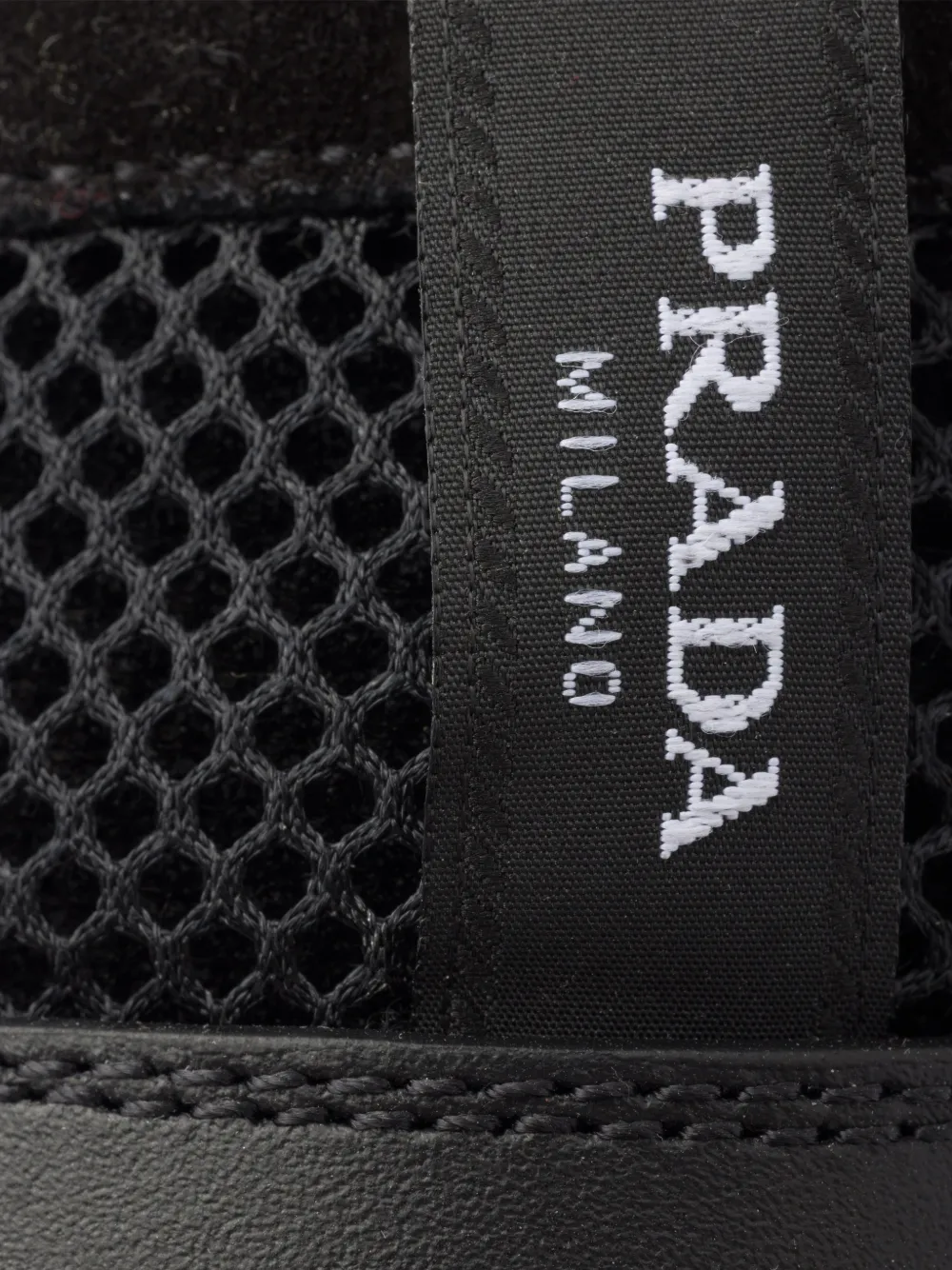 Prada Prax mesh canvas en leren loafers Zwart