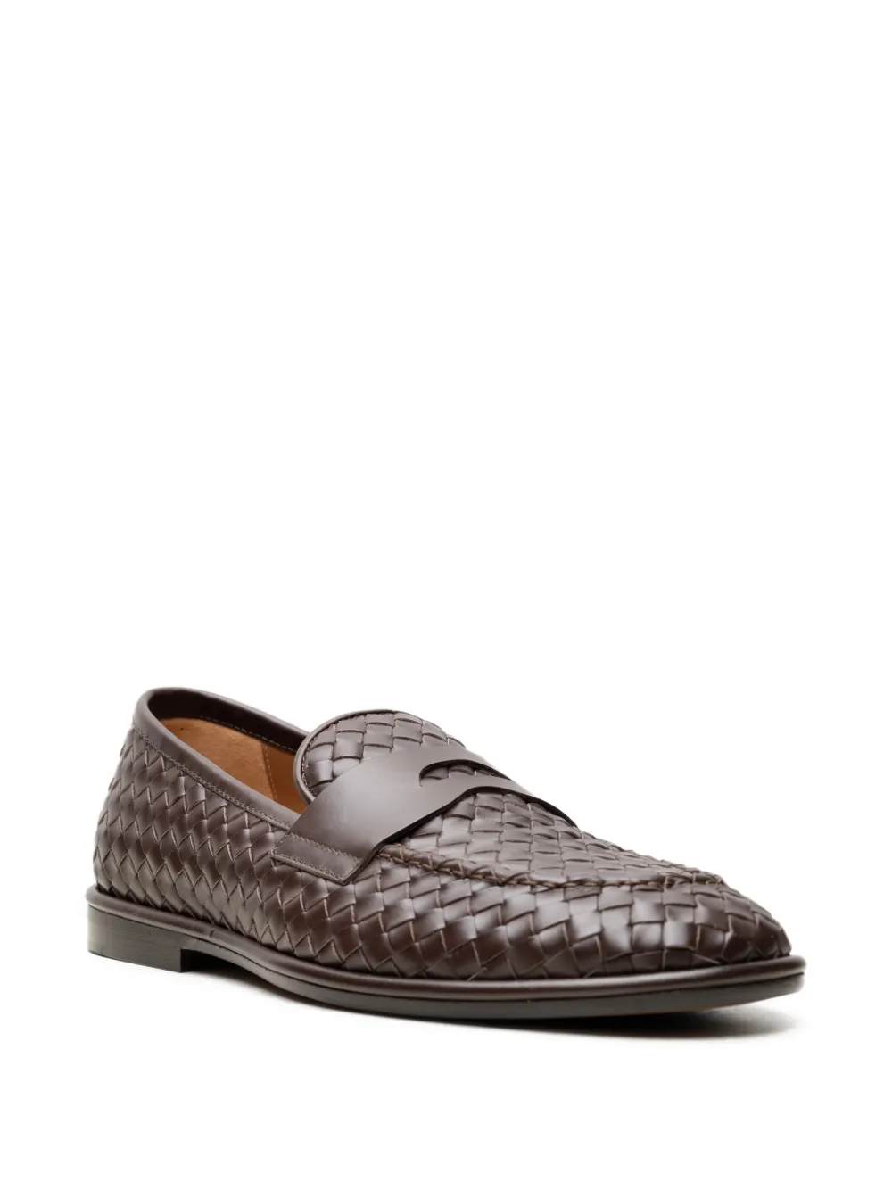 CHUCKIES Leren loafers met geweven-effect Bruin