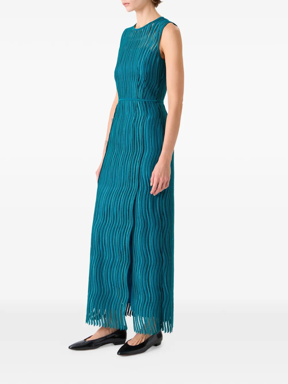  Akris Vestido Largo Wave Guipure - Azul 