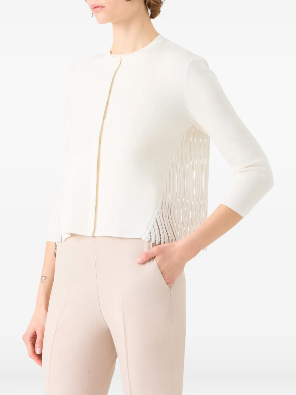  Akris Cardigan Wave Guipure - Blanc 
