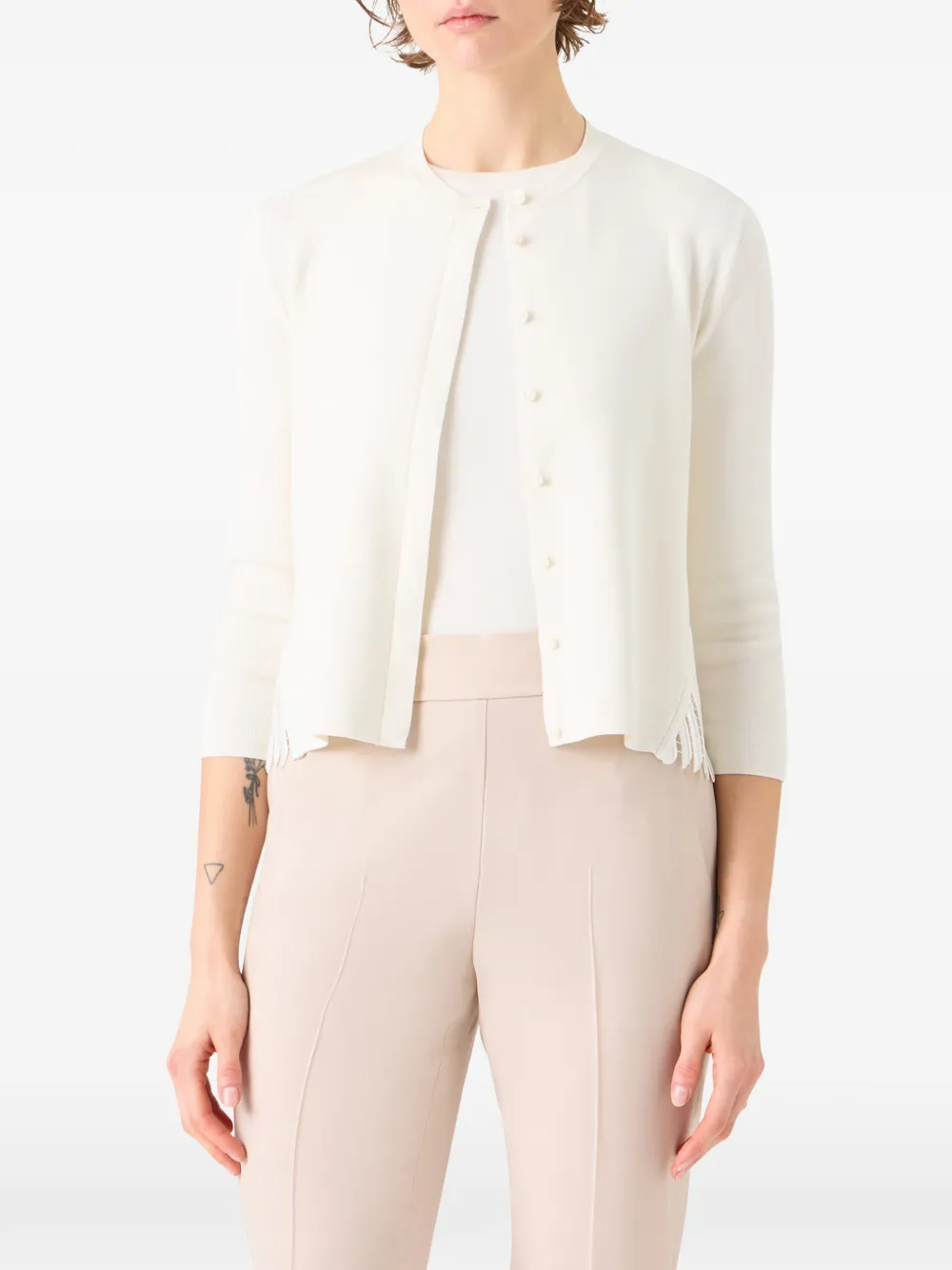  Akris Cardigan Wave Guipure - Blanc 