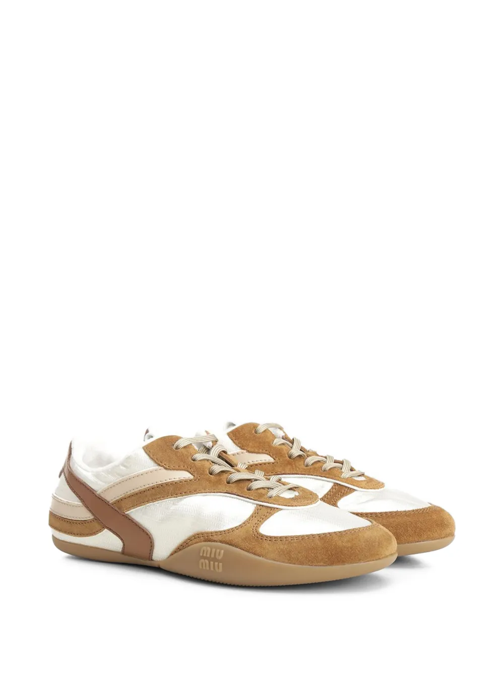 Miu Gymnasium suede-panel sneakers Wit