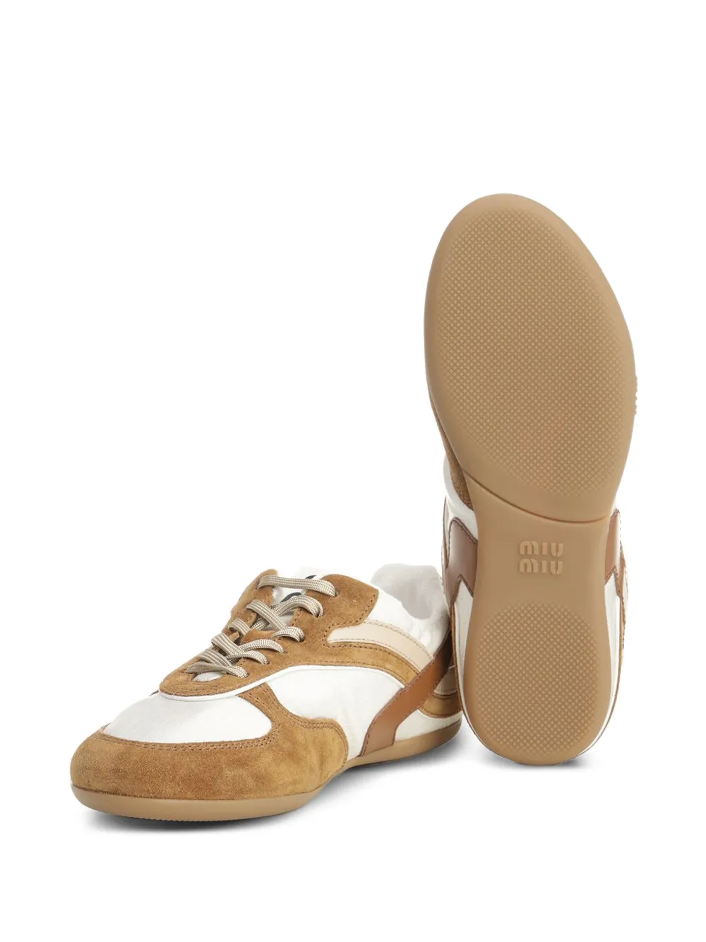 Miu Gymnasium suede-panel sneakers Wit