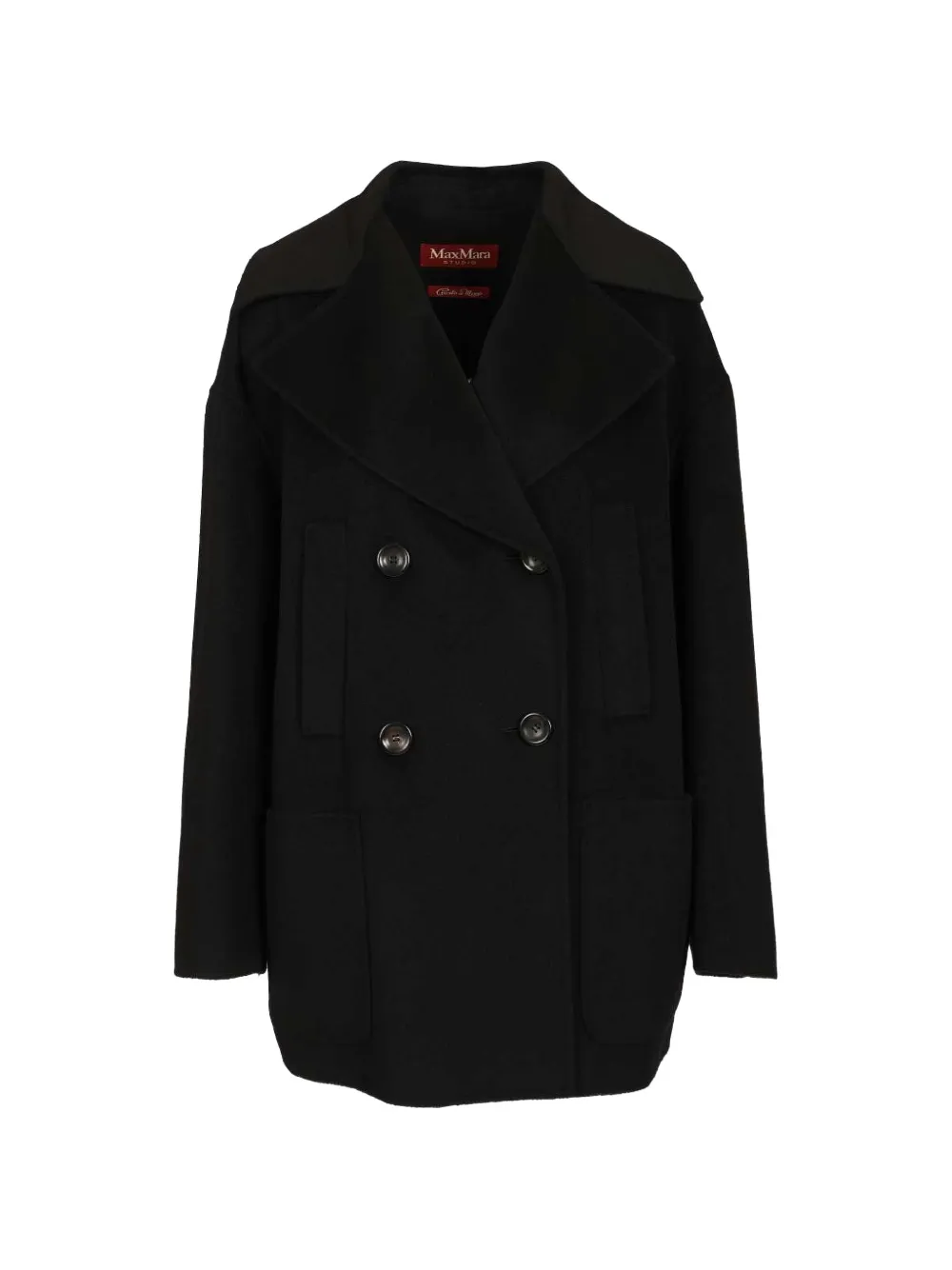 Max Mara double-breasted notch-lapel coat - Schwarz