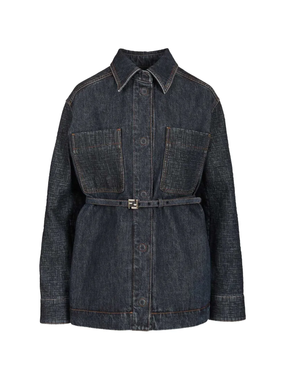FENDI belt denim jacket - Blu
