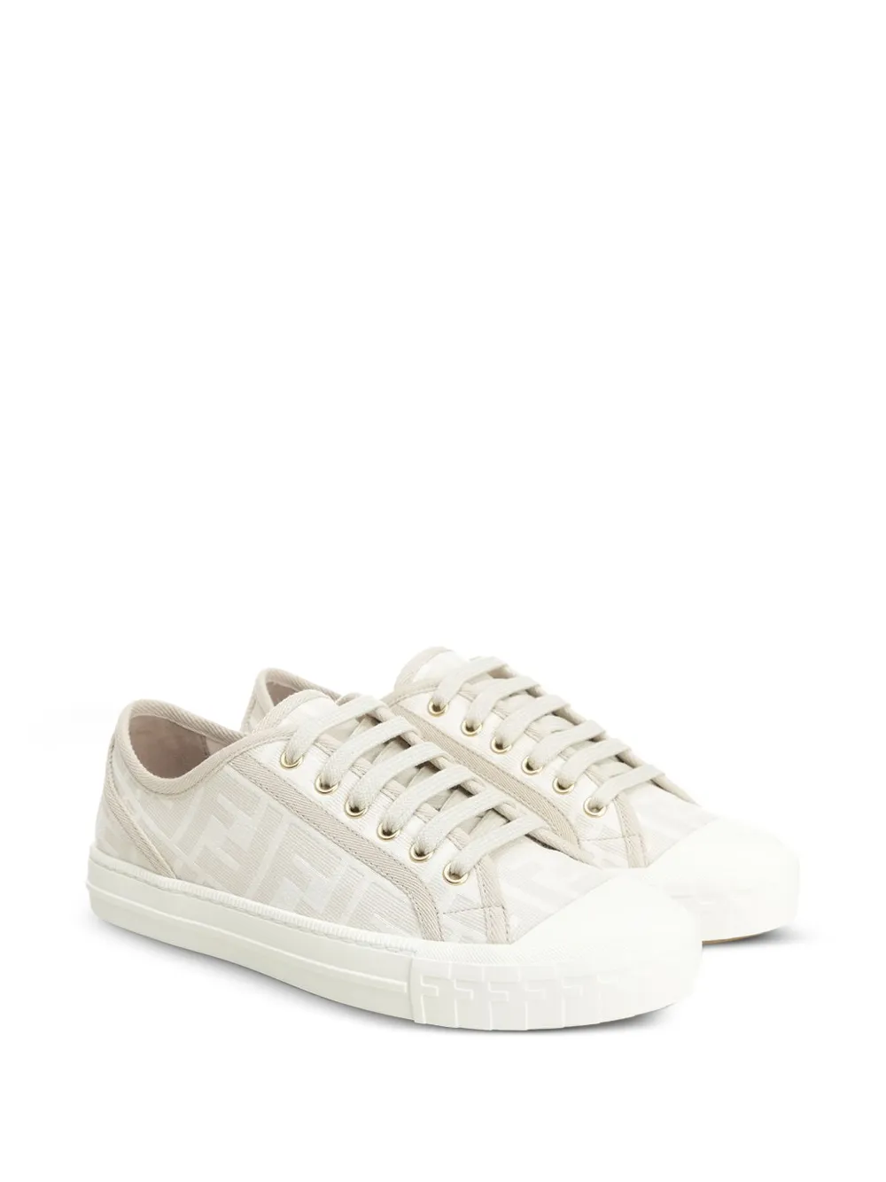 FENDI Domino FF sneakers met jacquard Beige