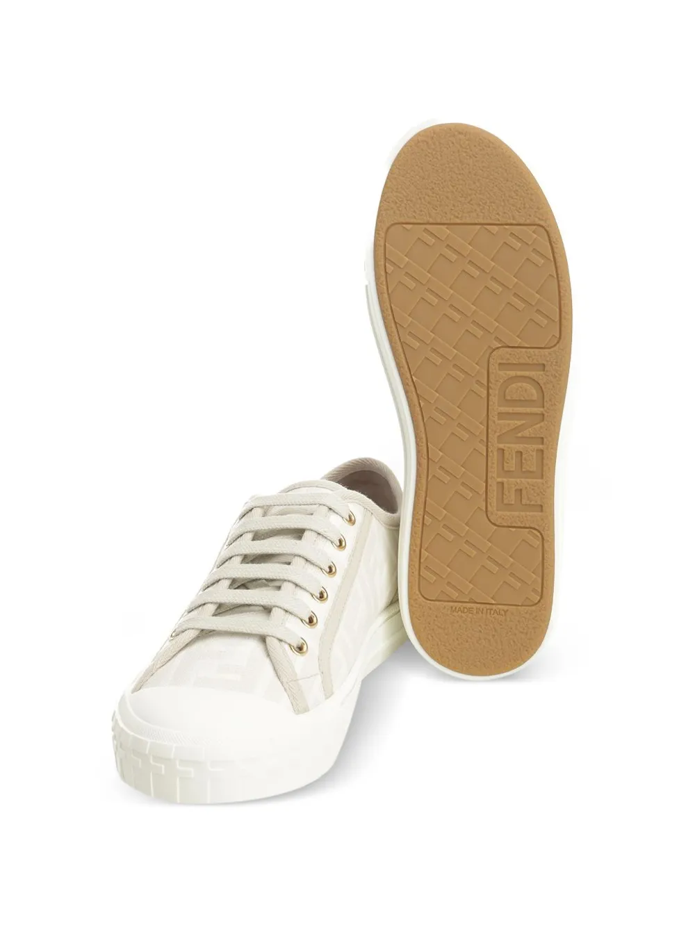 FENDI Domino FF sneakers met jacquard Beige