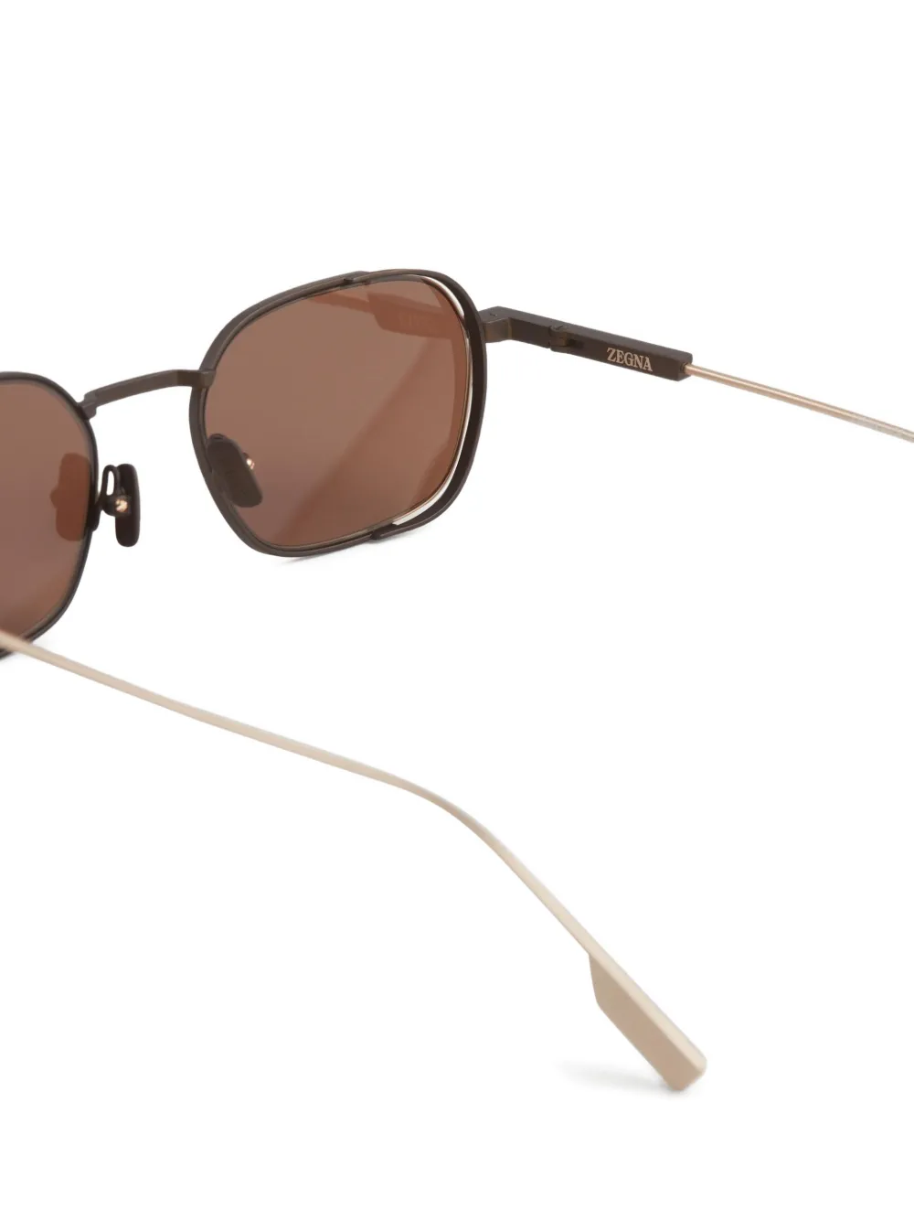 Zegna Zonnebril met ovalen montuur Zwart