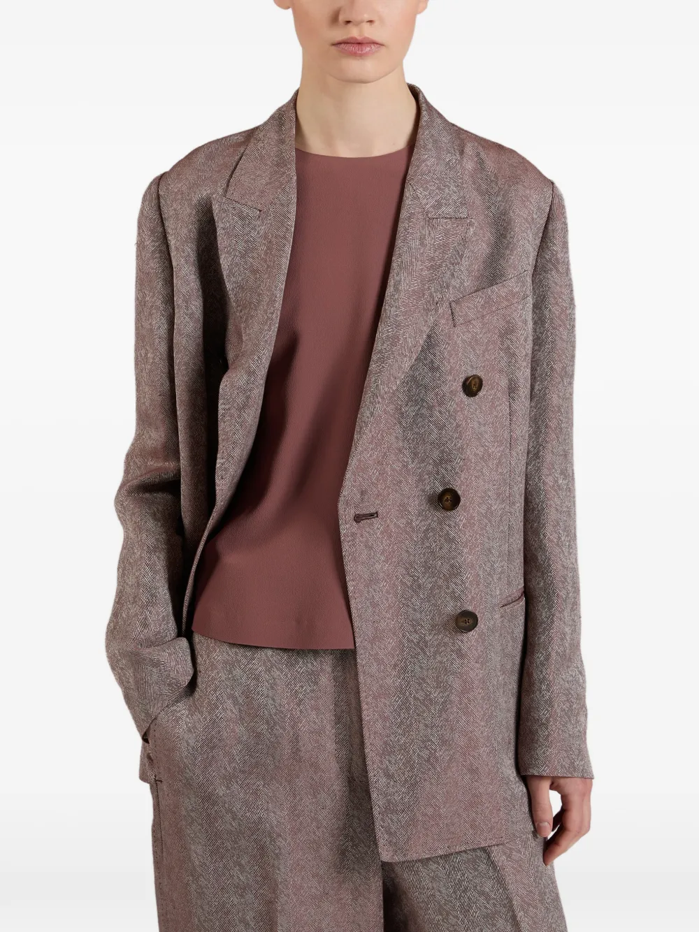 slowear Blazer met visgraat patroon Bruin