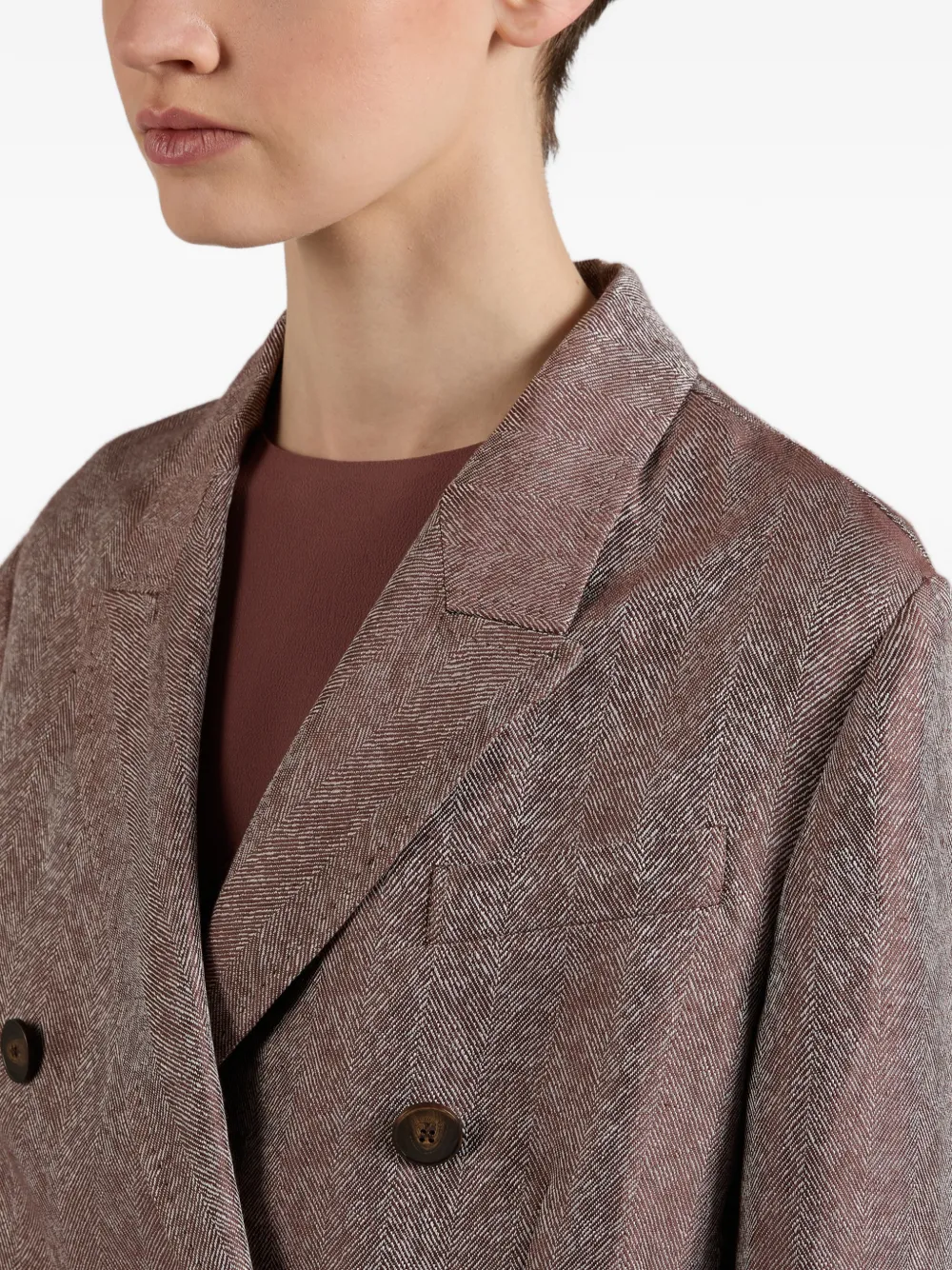 slowear Blazer met visgraat patroon Bruin