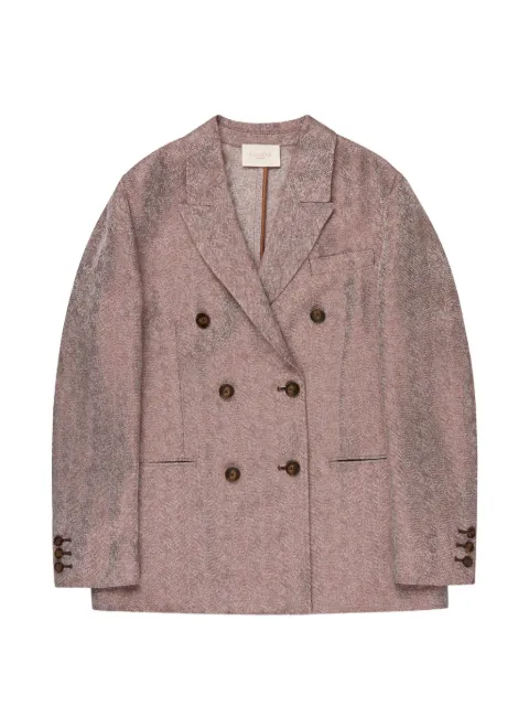 slowear double-breasted herringbone blazer