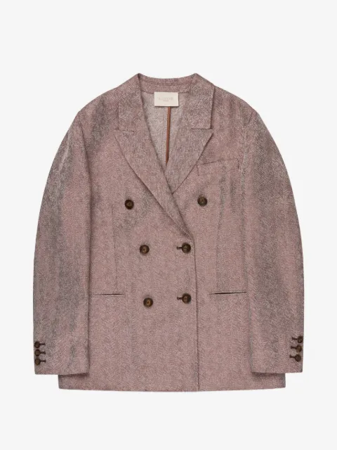 slowear double-breasted herringbone blazer