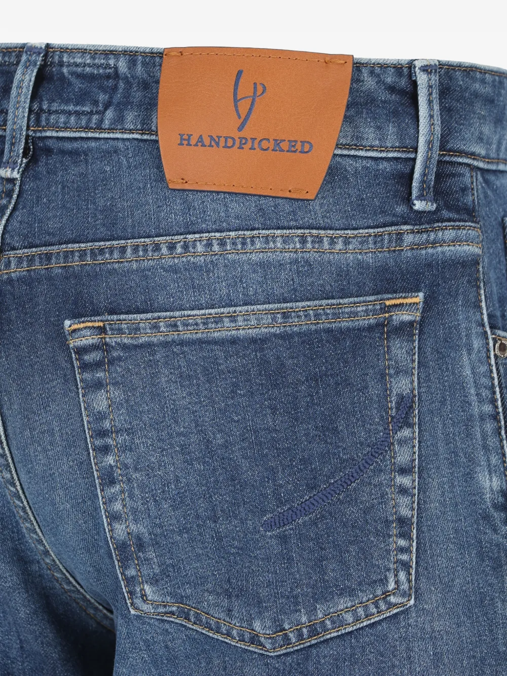  Hand Picked Vaqueros Ravello Con Parche Del Logo - Azul 