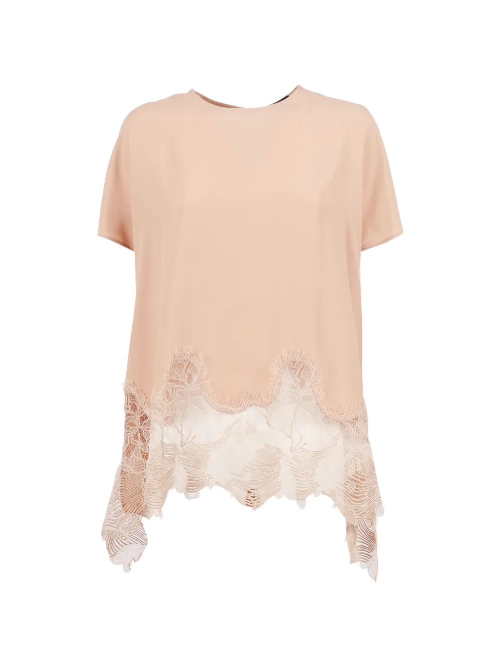 Fabiana Filippi lace-trim crepe de chine top - Rosa