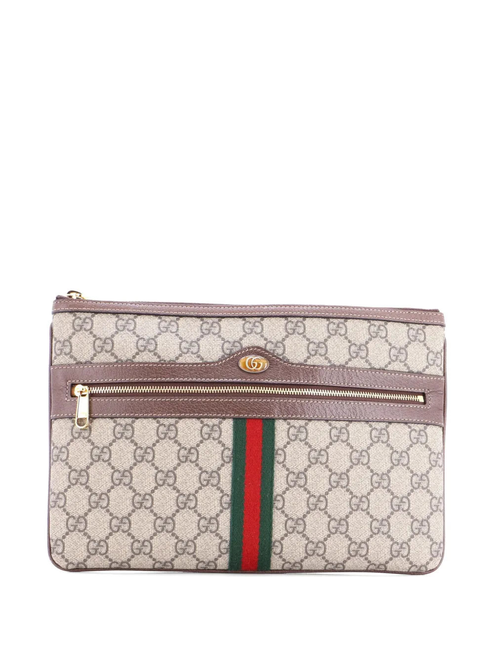 Gucci Pre-Owned Ophidia Zip Pouch GG Coated Canvas Large clutch bag - Marrone