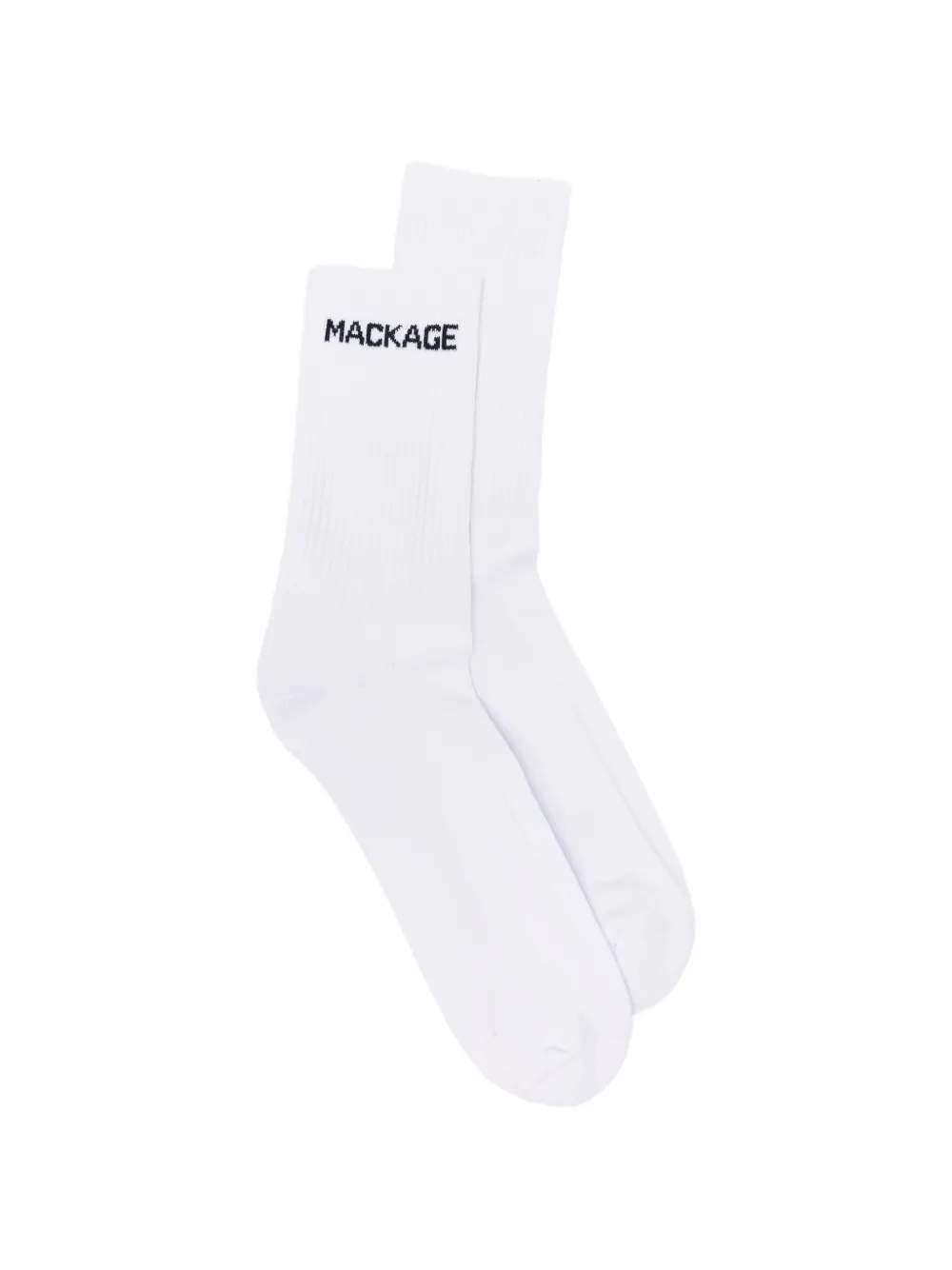 Mackage Woods logo-knit ribbed socks - Bianco