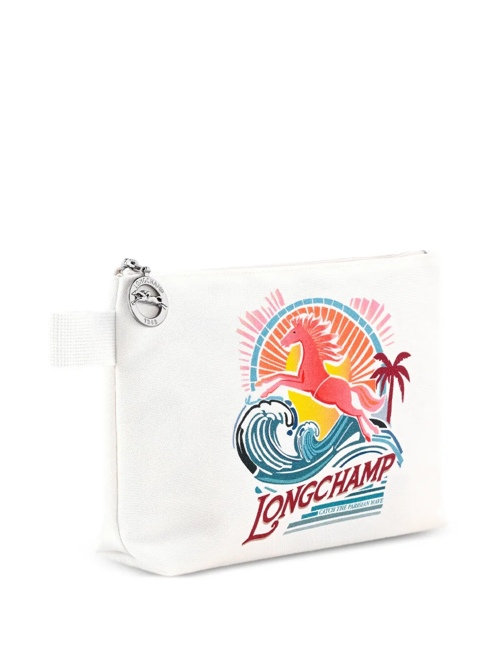 Longchamp Le Pliage buidel met grafische print Wit