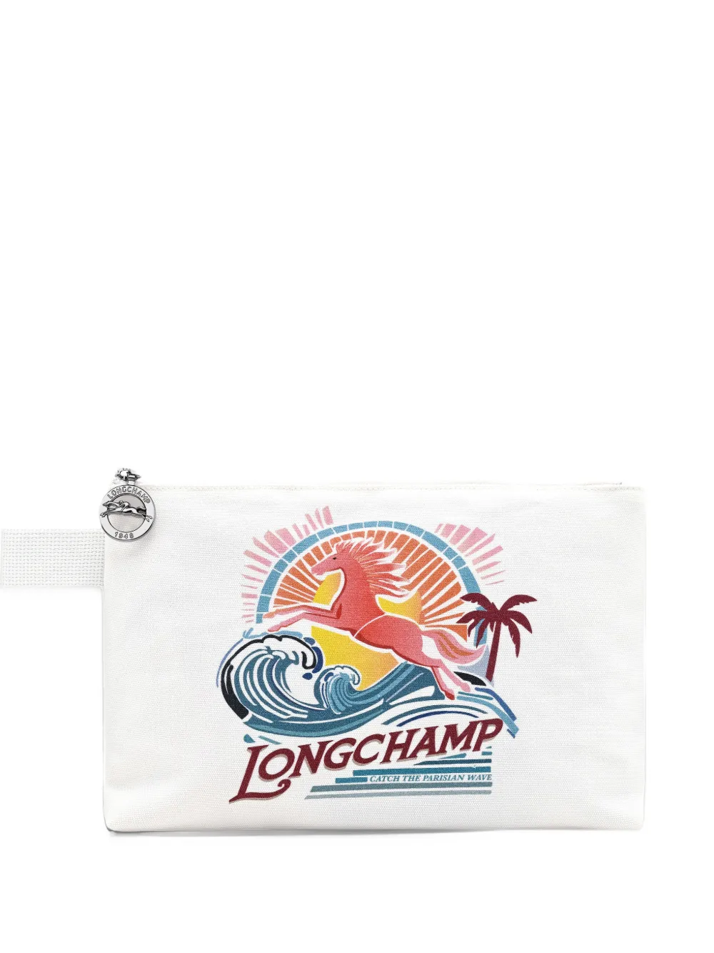 Longchamp Le Pliage buidel met grafische print Wit