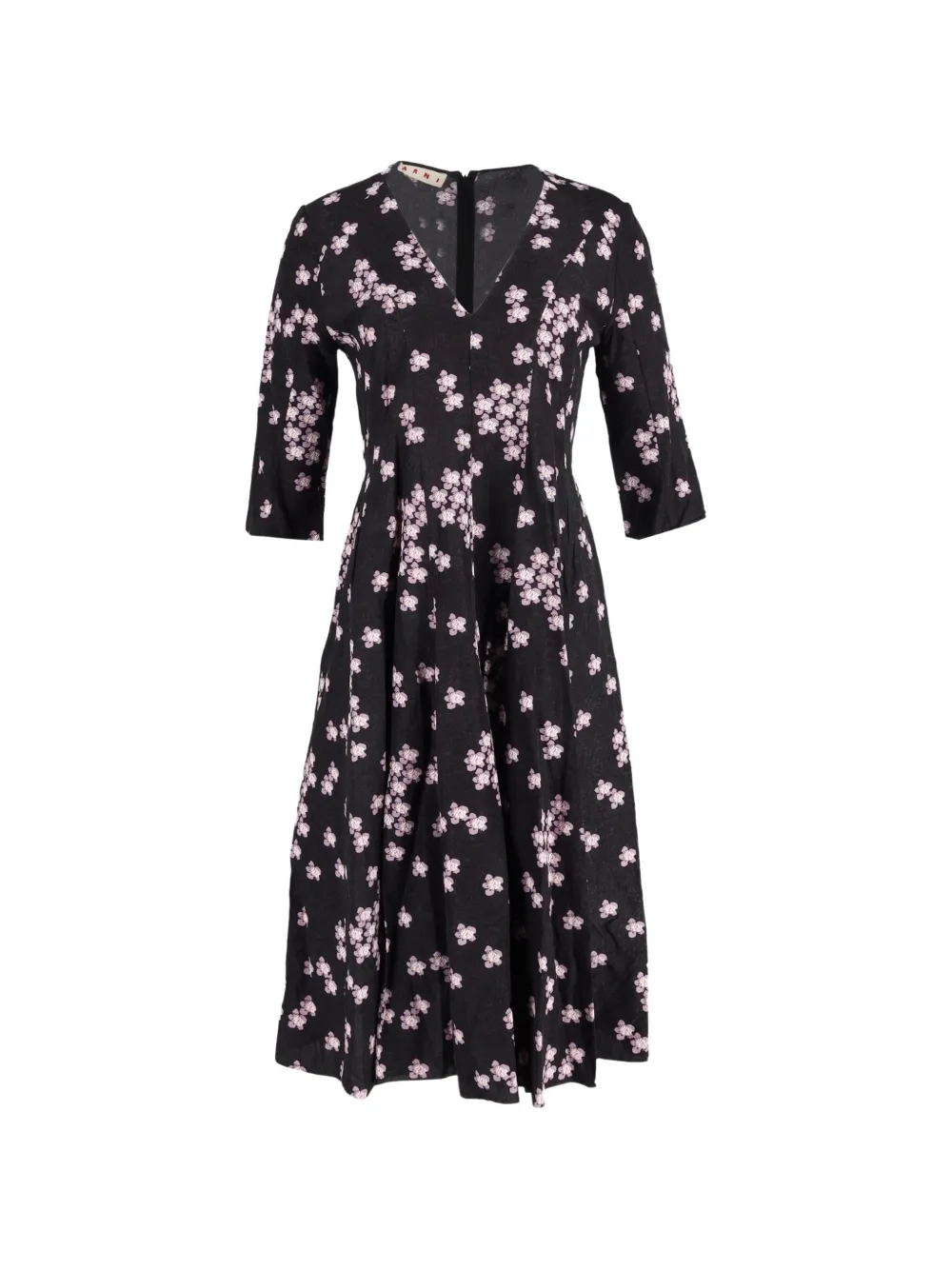 Marni Pre-Owned floral-print V-neck dress - Nero