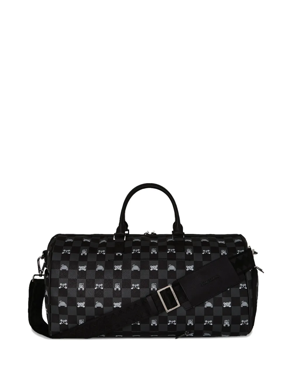sprayground kid Shark Mouth checkered duffle bag - Nero