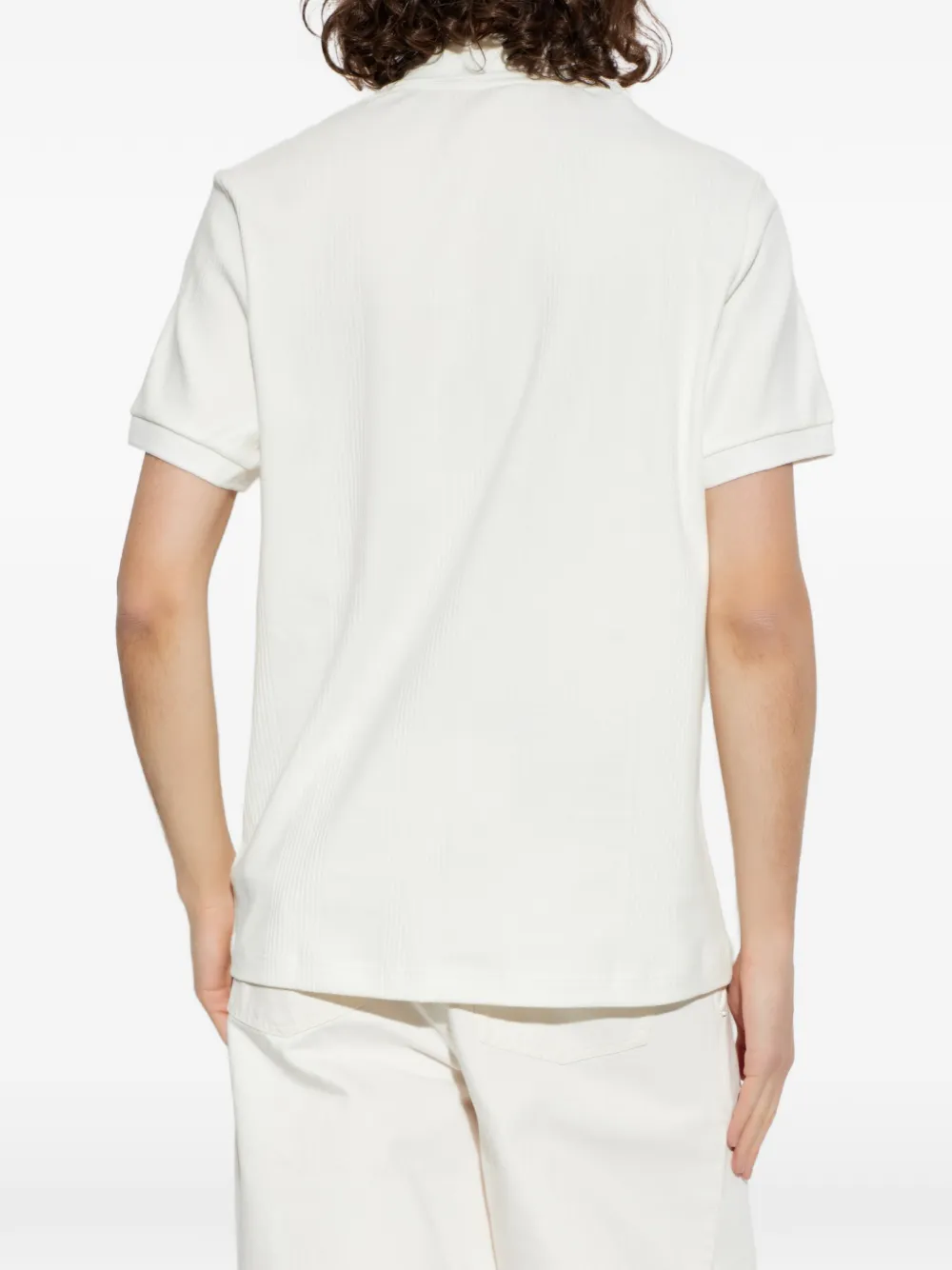 Lacoste Ribgebreid poloshirt met logo-patch Wit