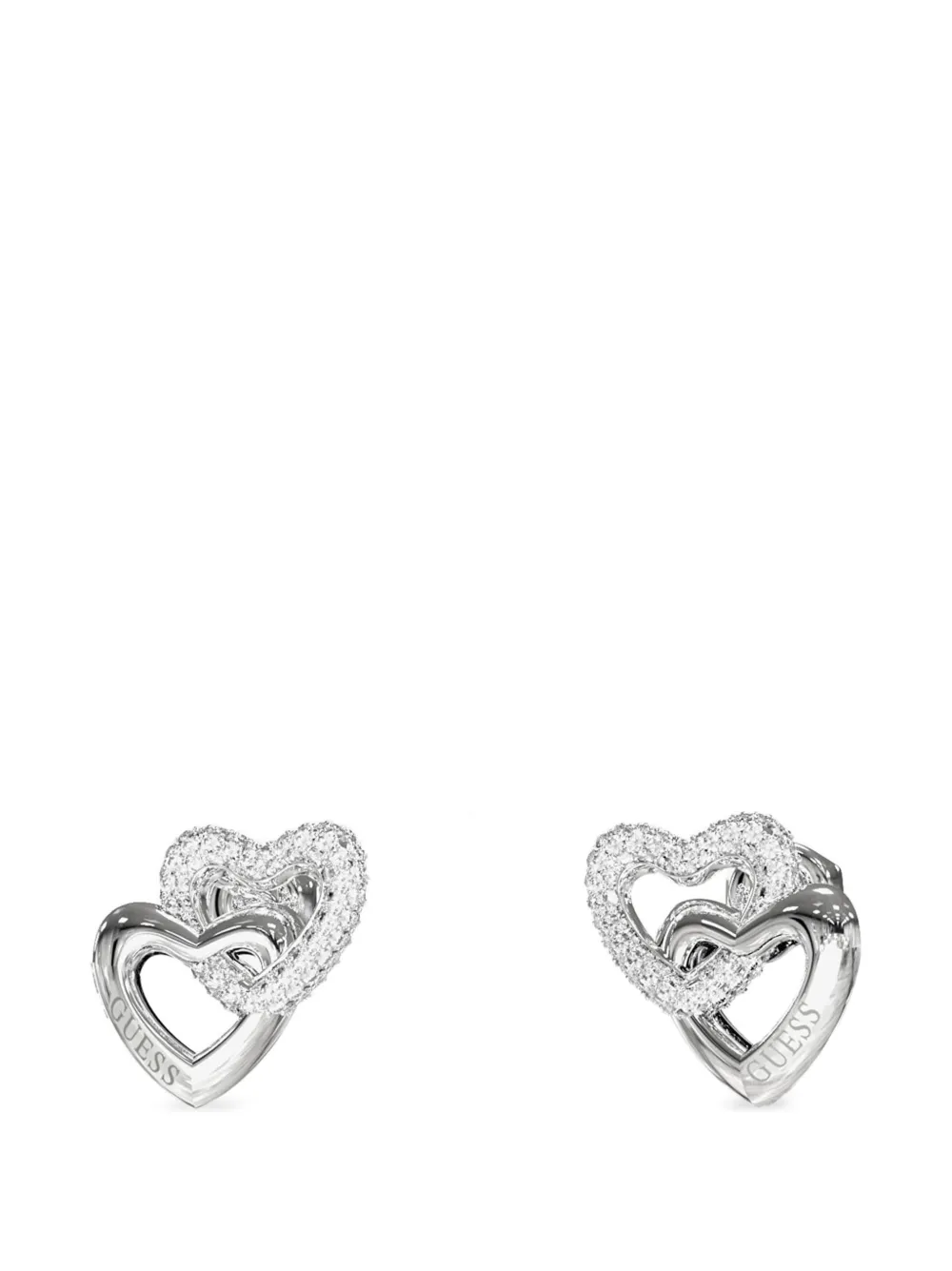 GUESS USA Ohrringe in Herzform mit Kristallen - Silber