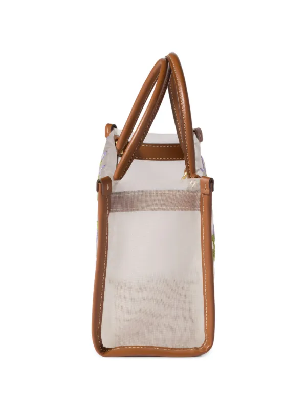 ❀みい❀バッグ5点 Miu Miu Embroidered Mesh top-handle Bag | White | FARFETCH