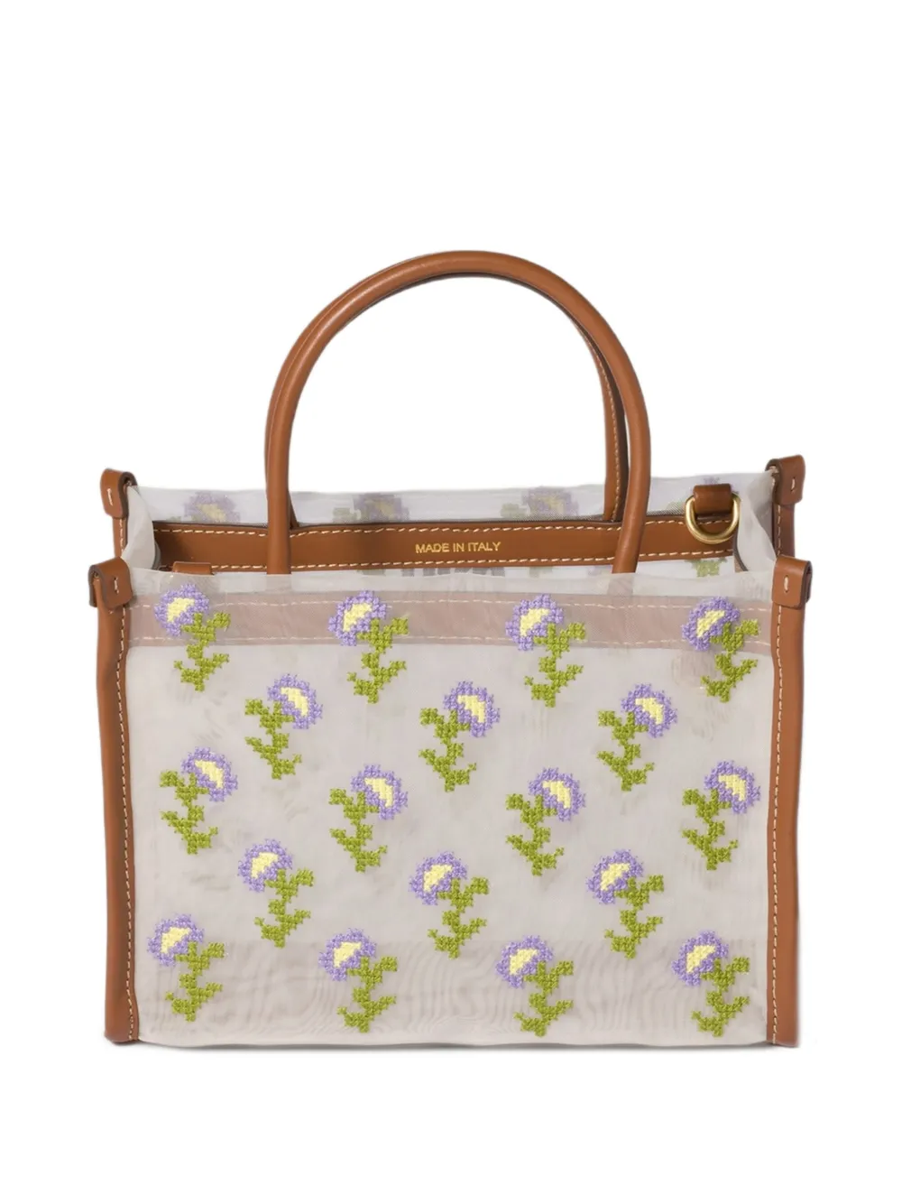 Miu Miu Embroidered Mesh top-handle Bag | White | FARFETCH