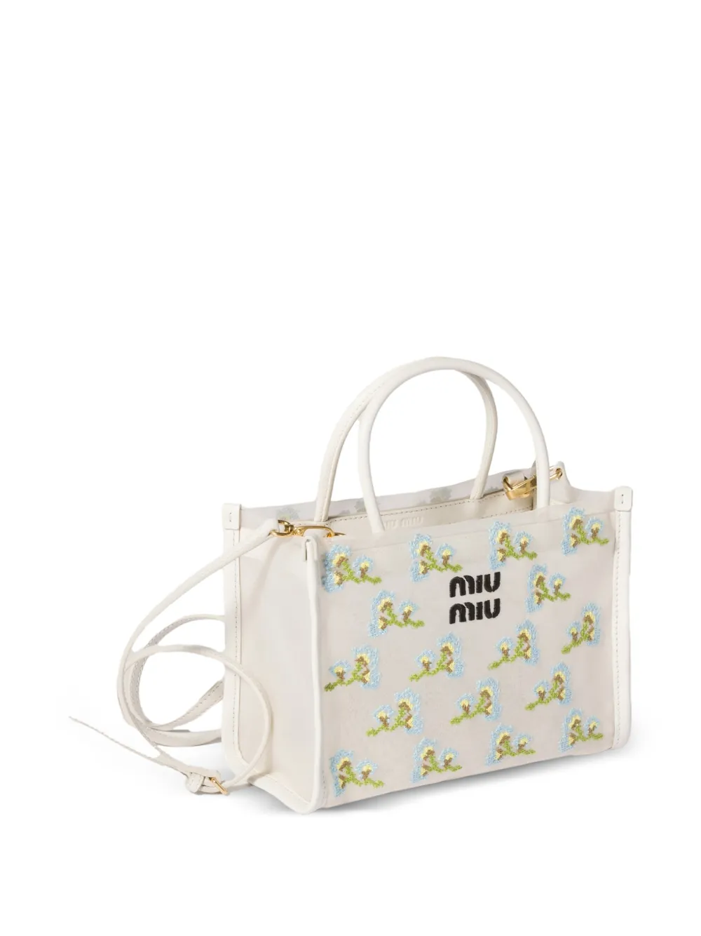 Miu Miu Embroidered Mesh top-handle Bag | White | FARFETCH