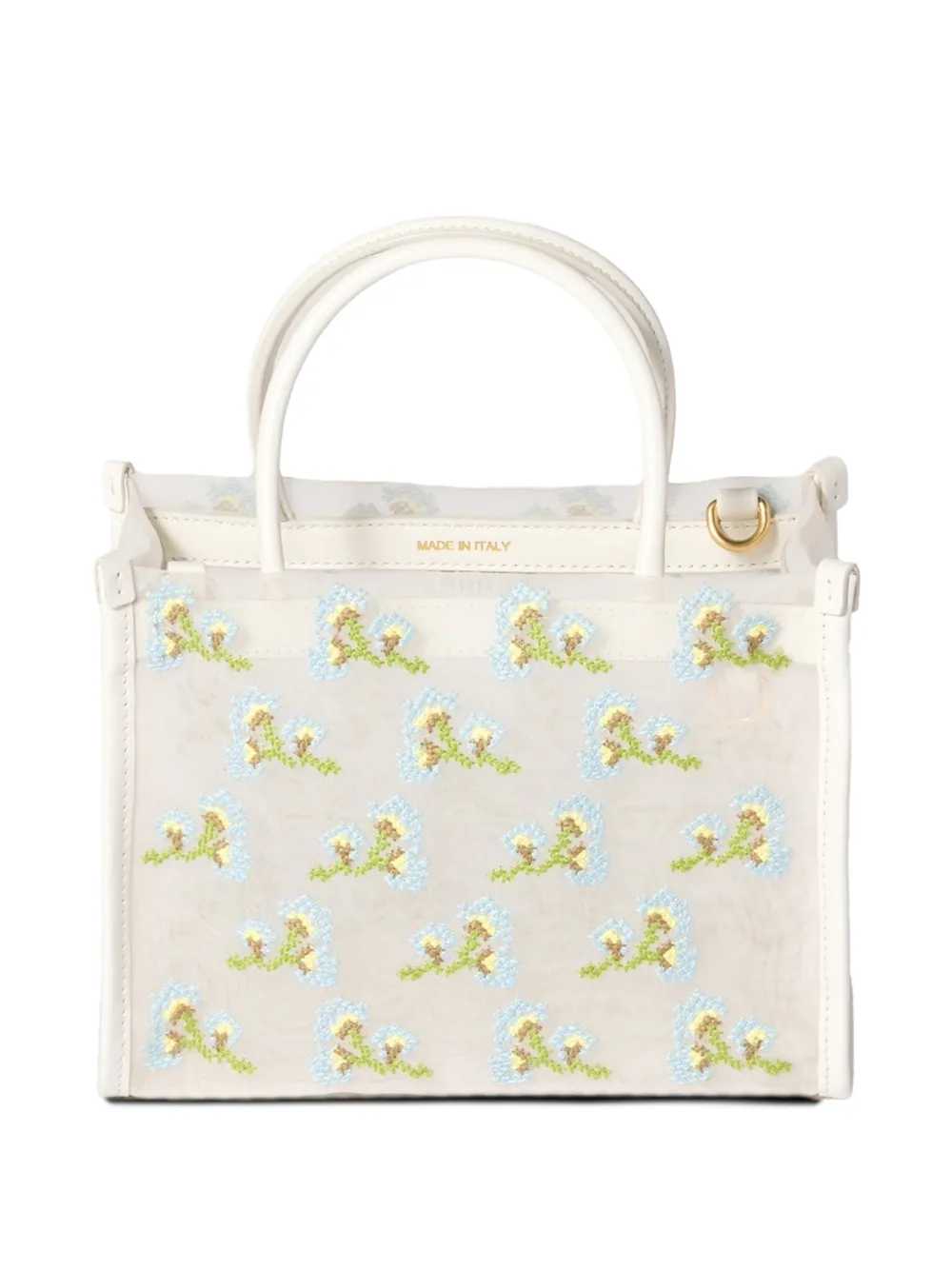 Miu Miu エンブロイダリーメッシュ トップハンドルバッグ | ホワイト