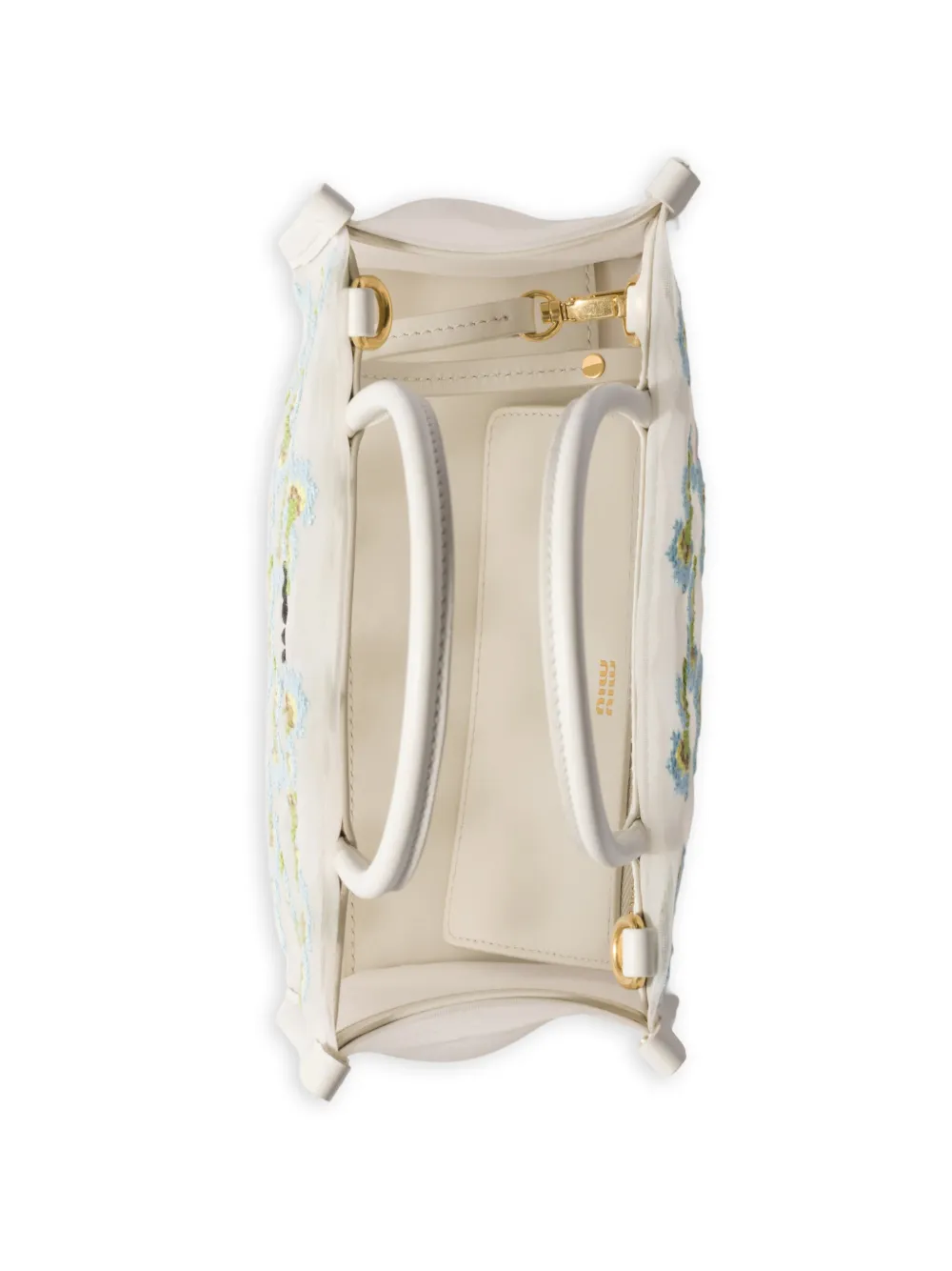 Miu Handtas met geborduurde mesh Wit