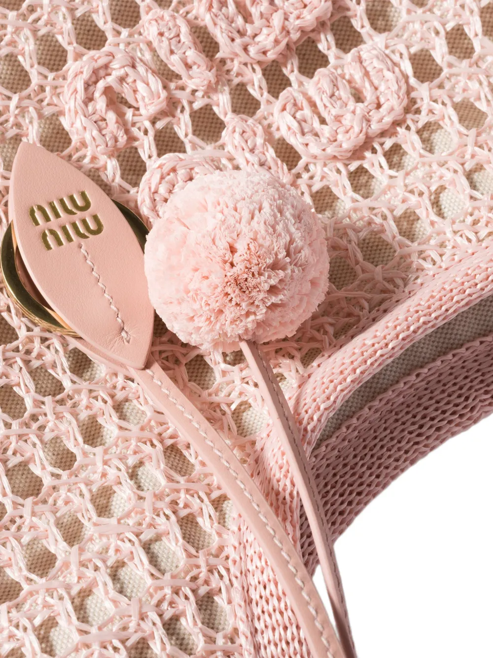 Miu Miu Ivy Raffia Crochet Bag | Pink | FARFETCH