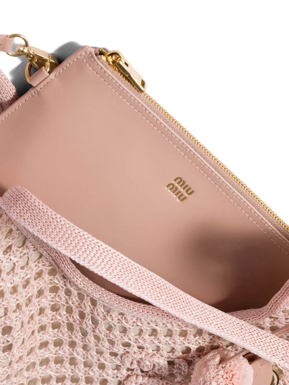 Miu Miu Ivy Raffia Crochet Bag | Pink | FARFETCH