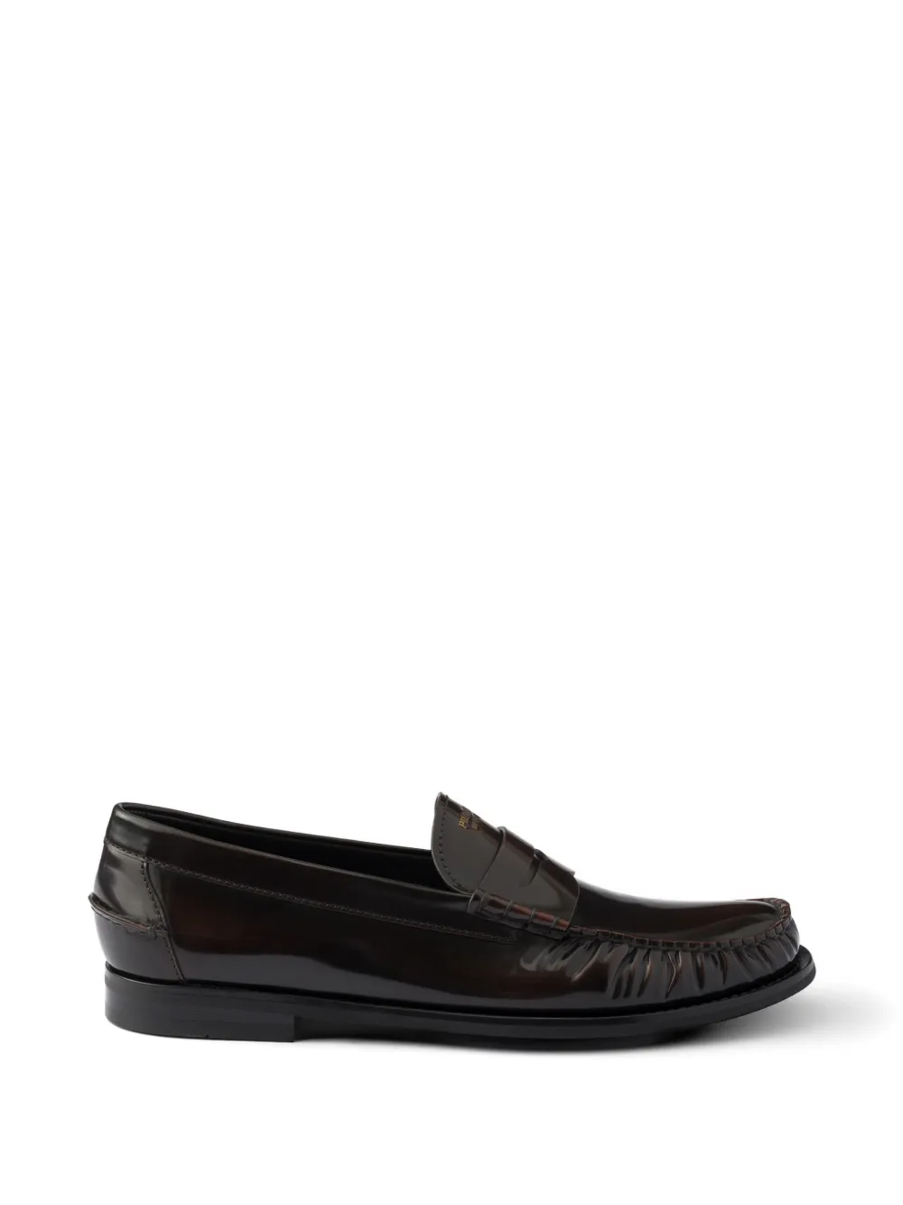 Prada brushed leather loafers - Marrone