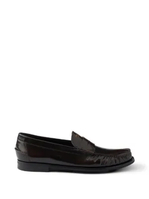 Prada レザーローファー | ブラック | FARFETCH JP