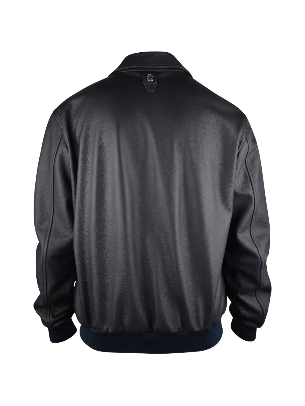 Billionaire Leren jack met logoplakkaat Blauw