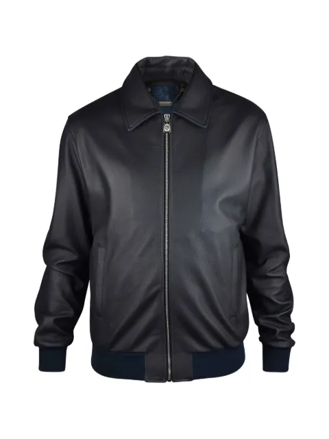 Billionaire logo-plaque leather jacket