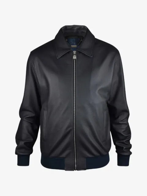 Billionaire logo-plaque leather jacket