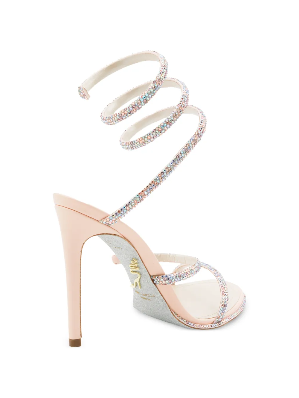 René Caovilla Cleo crystal-embellished sandals Beige